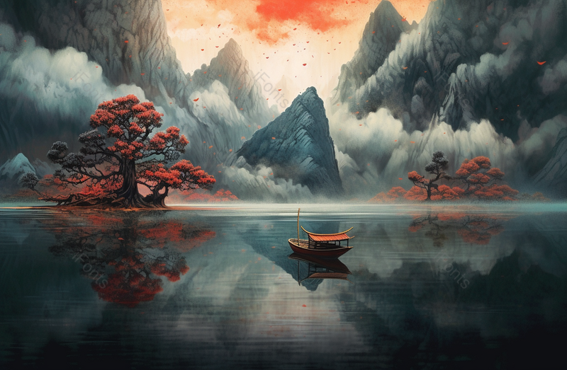 新中式水墨风景山水画插画,插画/手绘图,插画/手绘图库,插画/手绘图下载,插画/手绘